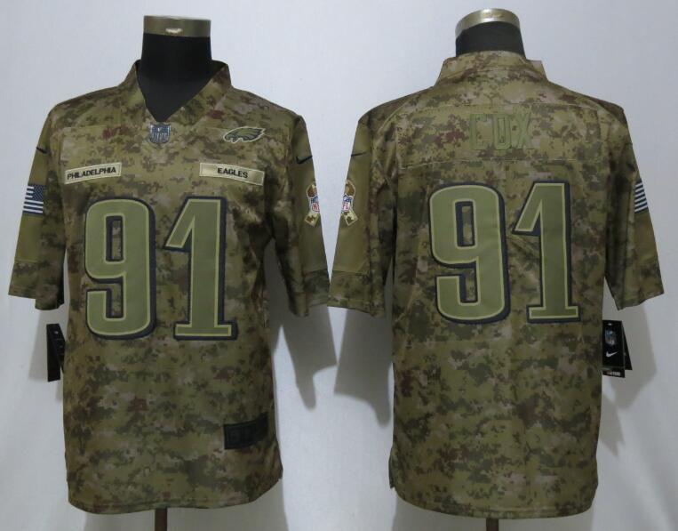Men Philadelphia Eagles #91 Cox Nike Camo Salute to Service Limited NFL Jerseys